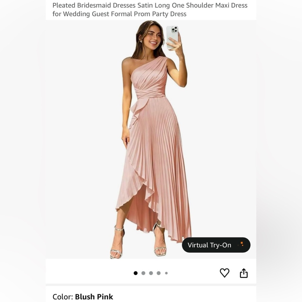 One-Shoulder Pleated Pink Midi Dress
